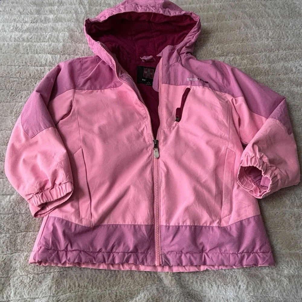 Swiss‎ Tech Girls 3-in-1 Systems Pink Winter Jacket with Hood Small 6/6x